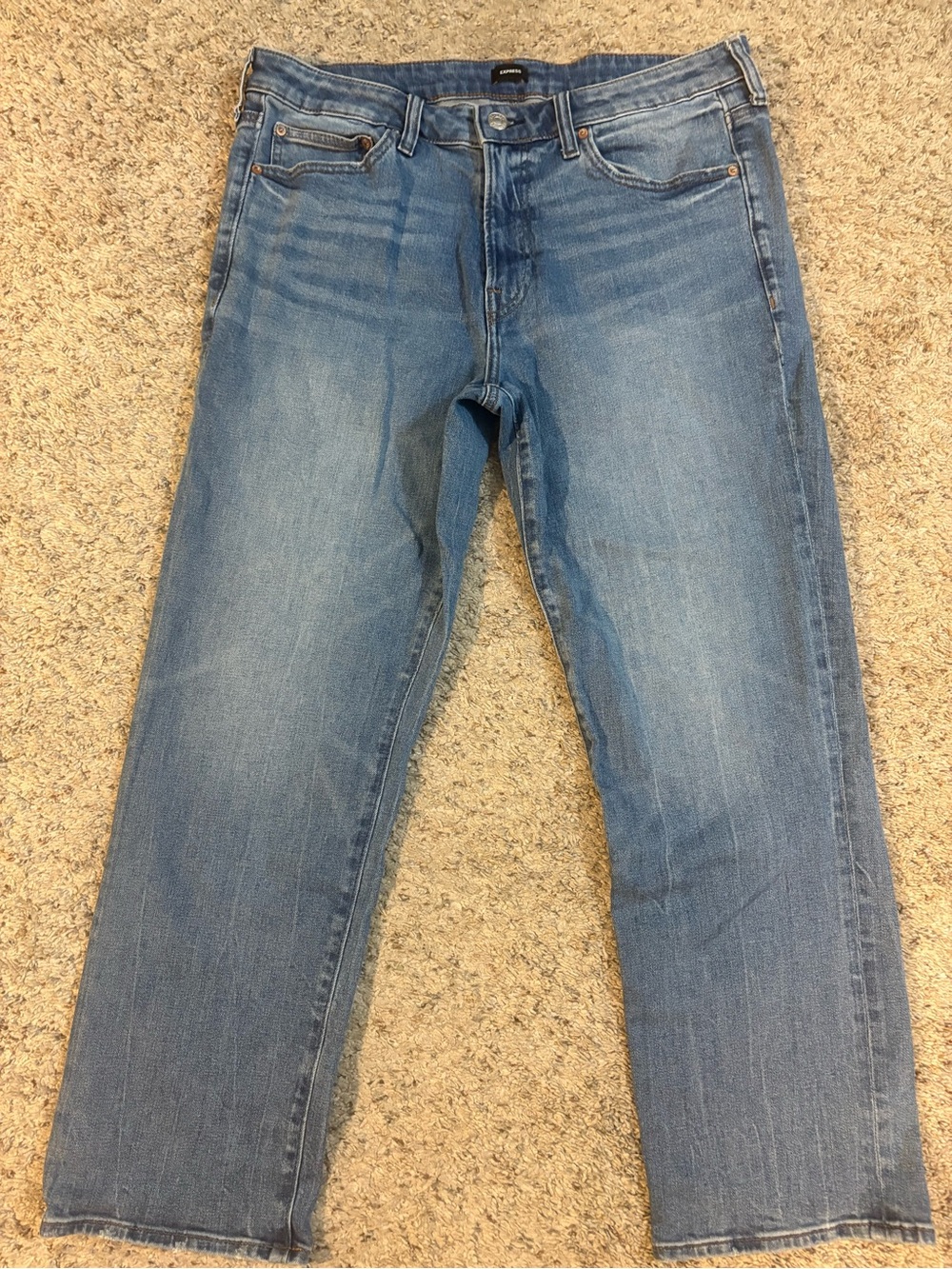 Express Men's Straight Jeans in Light Blue Denim Waist 34 EUC